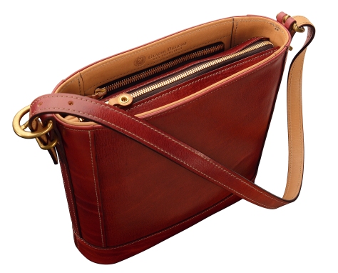 Hand-grained,-hand-colored-berbere-red-Shoulder-Bag-with-natural-trim-and-short-strap;-10-x-10-x-3'-topdown1