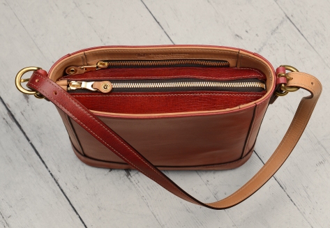 Hand-grained,-hand-colored-berbere-red-Shoulder-Bag-with-natural-trim-and-short-strap;-10-x-10-x-3'-topdown2