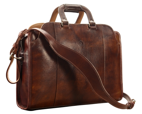 Hand-grained,-hand-colored-sienna-Day-Bag-with-hand-grained-natural-trim;-17-x-12-x-4'