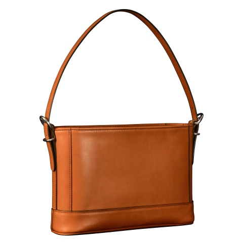 Hand-burnished-all-leather-chestnut-Hand-Bag-with-short-shoulder-strap;-12-x-8-x-3'