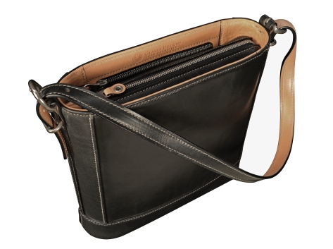 Hand-burnished-black-Shoulder-Bag-with-hand-grained-natural-trim-and-warm-gray-grosgrain-lining;-10-x-10-x-3'-topdown1