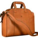 Hand-burnished-chestnut-Deal-Bag-with-tangerine-grosgrain-lining;-17-x-12-x-5'