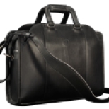 Hand-burnished-black-Day-Bag-with-california-blue-grosgrain-lining;-17-x-12-x-4'