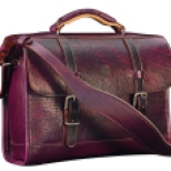 Hand-grained,-hand-colored-violetta-Headhunter-Flaptop-Bag-with-natural-trim-and-lime-green-lining;-15-x-11-x-4'