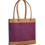 Hand-burnished-natural-leather-Business-Tote-with-hand-colored-violetta-linen-and-lime-green-lining;-17-x-13-x-4'