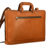 Hand-burnished-chestnut-Platform-Portfolio-with-shoulder-strap-and-open-back-pocket;-17-x-12-x-4'