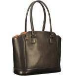 Hand-burnished-black-City-Tote-with-hand-grained-natural-trim-and-royal-blue-grosgrain-lining;-14-x-11-x-6"